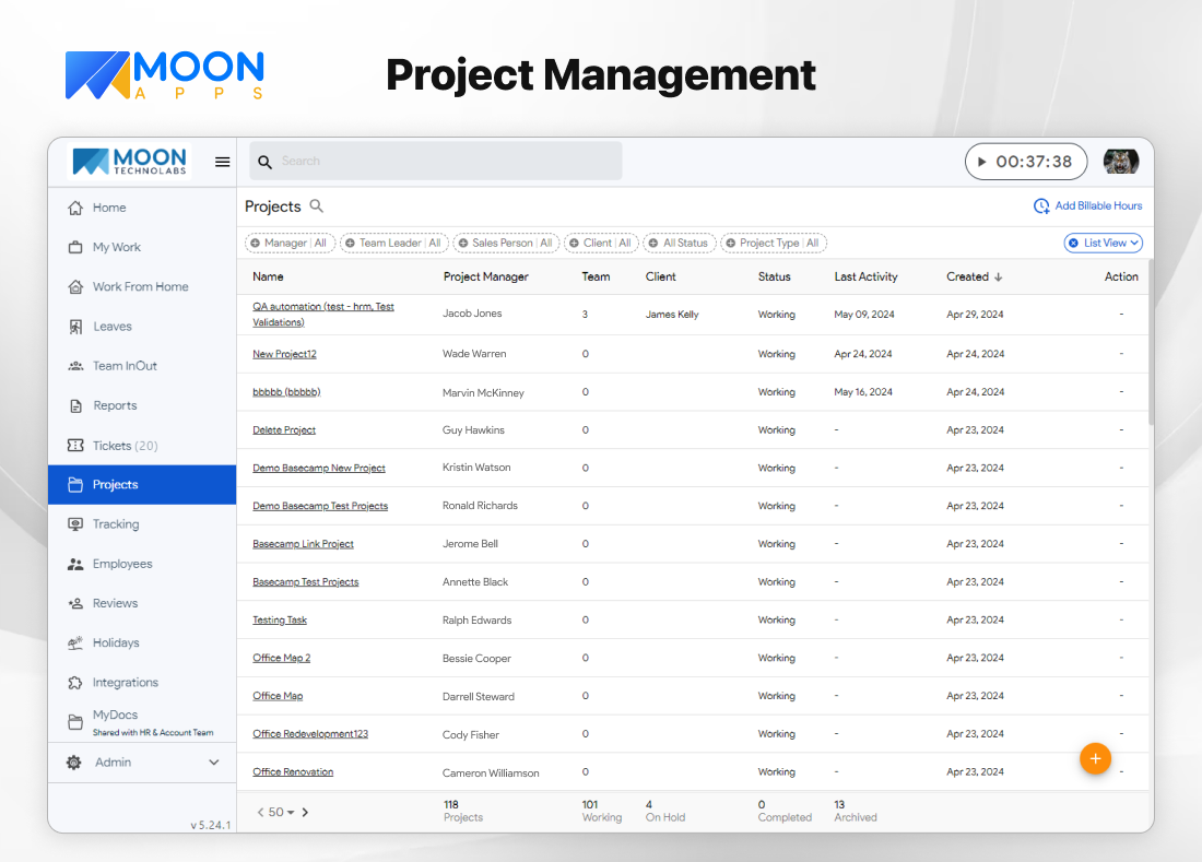 Project Management - Moon HRM