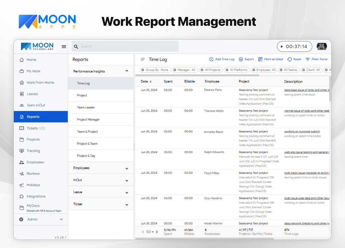 Work Report Management - Moon HRM